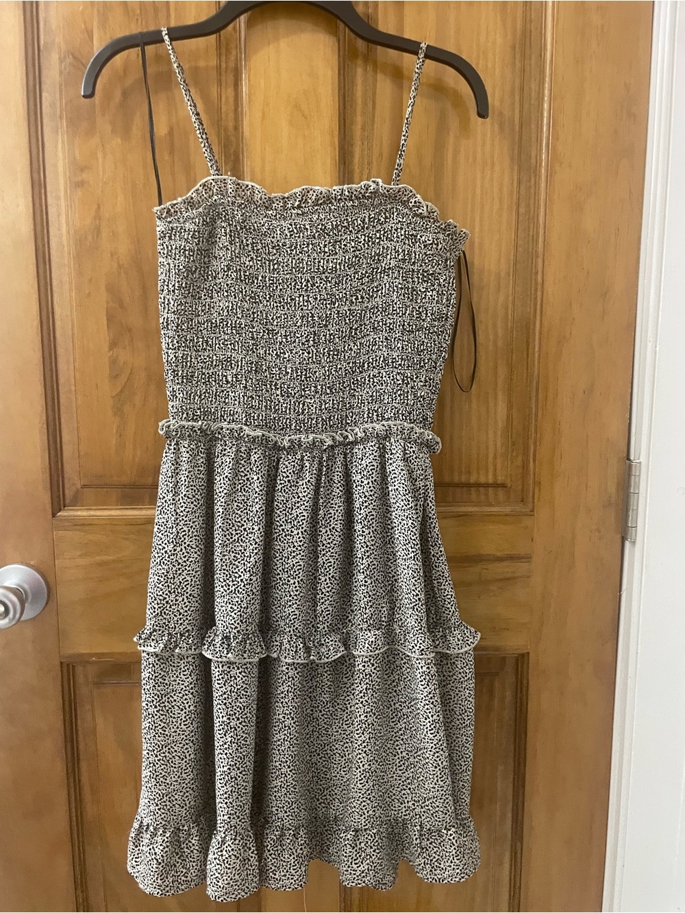 Sienna Sky Smocked Mini Dress - Black & White Print - Picture 3 of 4